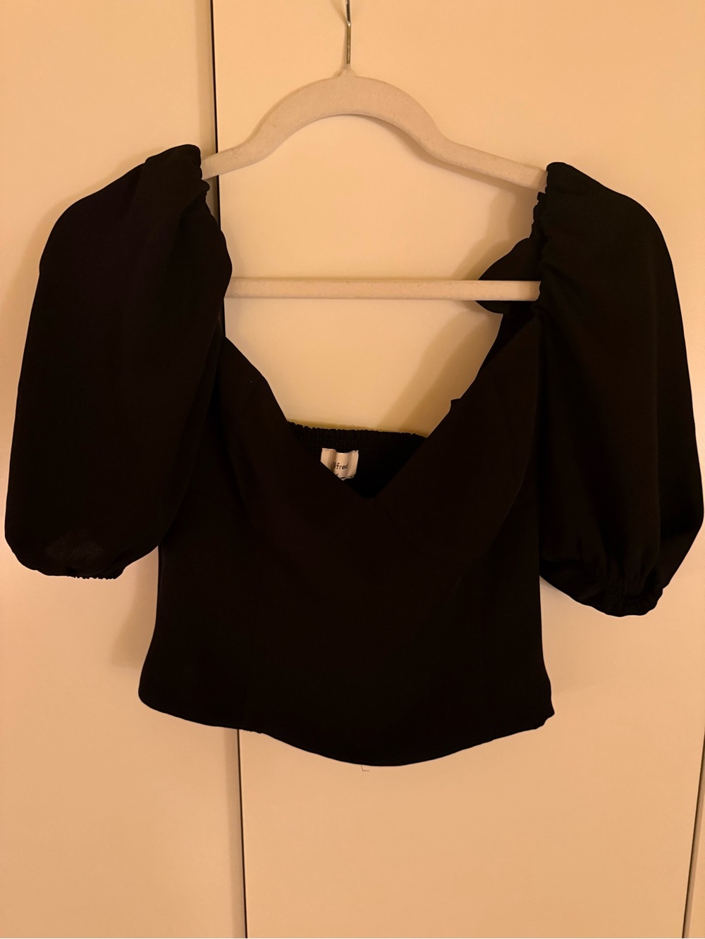 Aritzia Black Puff-Sleeve Square Neck Top